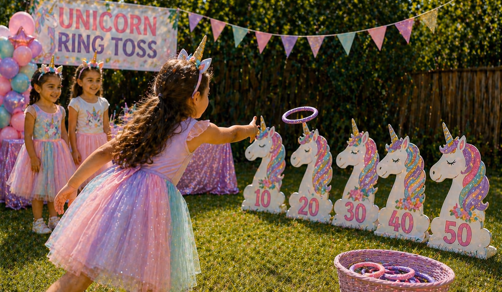 Unicorn party games preview with pastel colors and playful activities